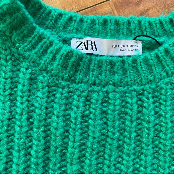 Zara Cropped Green Chunky Sweater - Picture 7 of 8